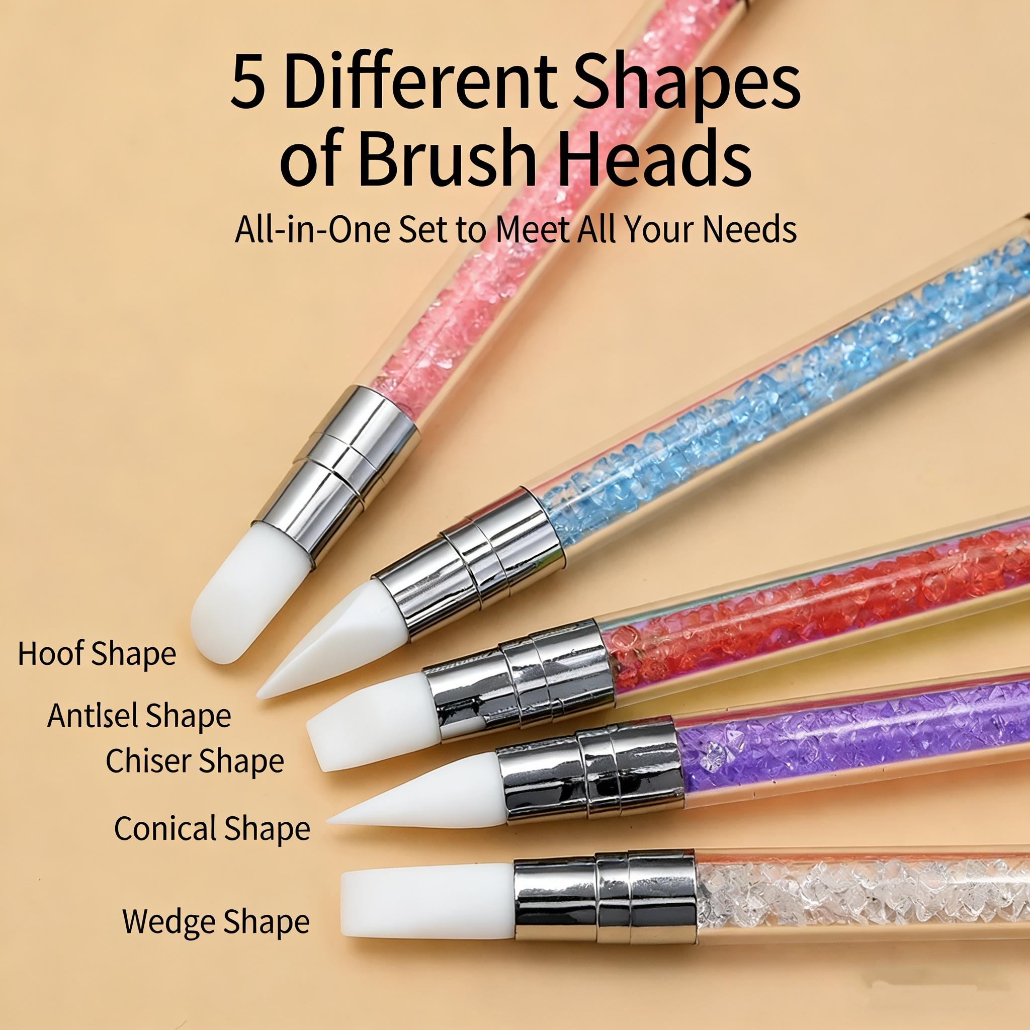 5pcs/lot Dual-Ended Silicone Nail Art Pen Set, Professional Manicure Tools for Embossing, Sticker Application, 3D Sculpting, Blending, Mirror Powder Application & Nail Design