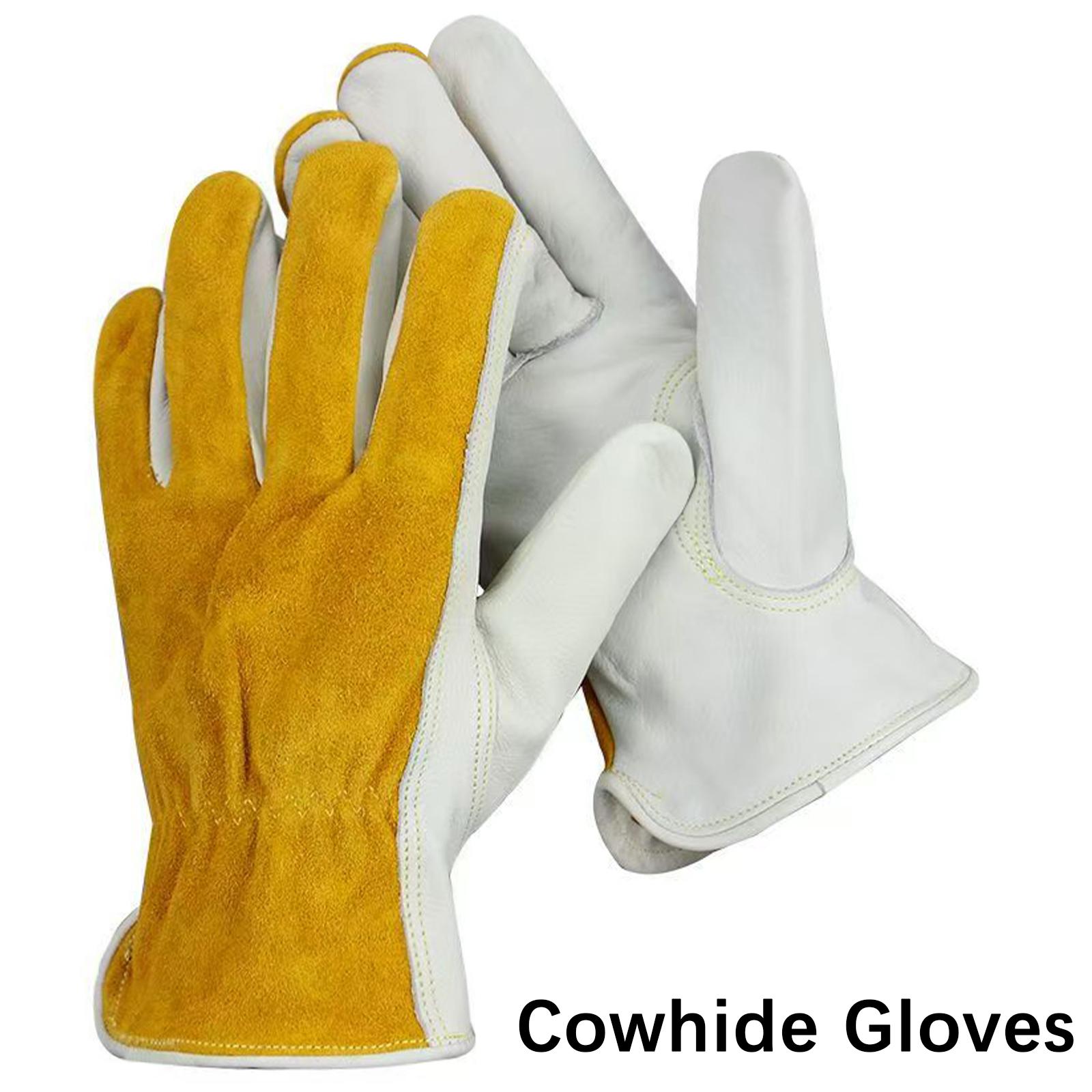 Leather Layered Heavy Duty Work Gloves Soft Grip Durable Hand Protection for Construction Gardening Outdoor Use