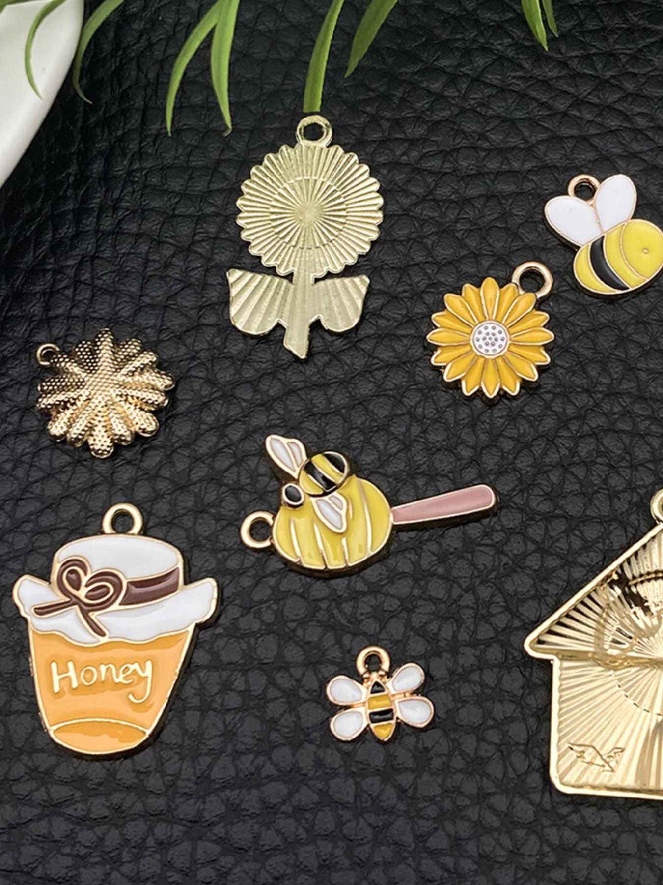 5 Piece DIY Alloy Oil Drip Jewelry Accessories Bee Insect Animal Pendants, Handmade Charm Bracelet Keychain Necklace Hanging Decorations