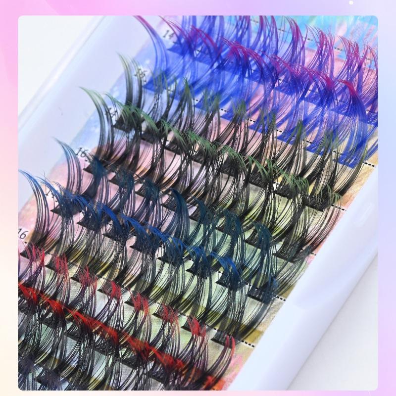 Mixed Color Individual False Eyelashes, 1 Box Natural Look Eyelash Extensions, Self Grafting Curling Fake Eyelashes for Women, Makeup, Diy Eyelash Extensions