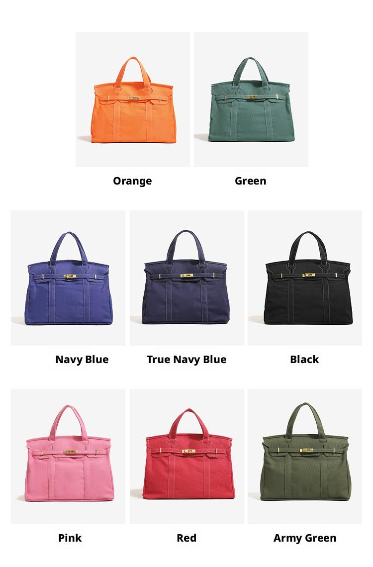 40L large capacity canvas bag with high-end and niche design, contrasting color handbag, versatile bag for vacation, travel, commuting, and more