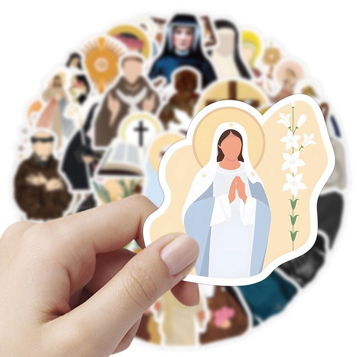 1Pc 50PCS Vintage Monk Stickers Aesthetic Religious Art Vinyl Waterproof Decals Funny Unique Graffiti Sticker Pack for Laptop Water Bottle Phone Case Skateboard Helmet Scrapbook DIY Decor Gift Spring Summer Party Supplies