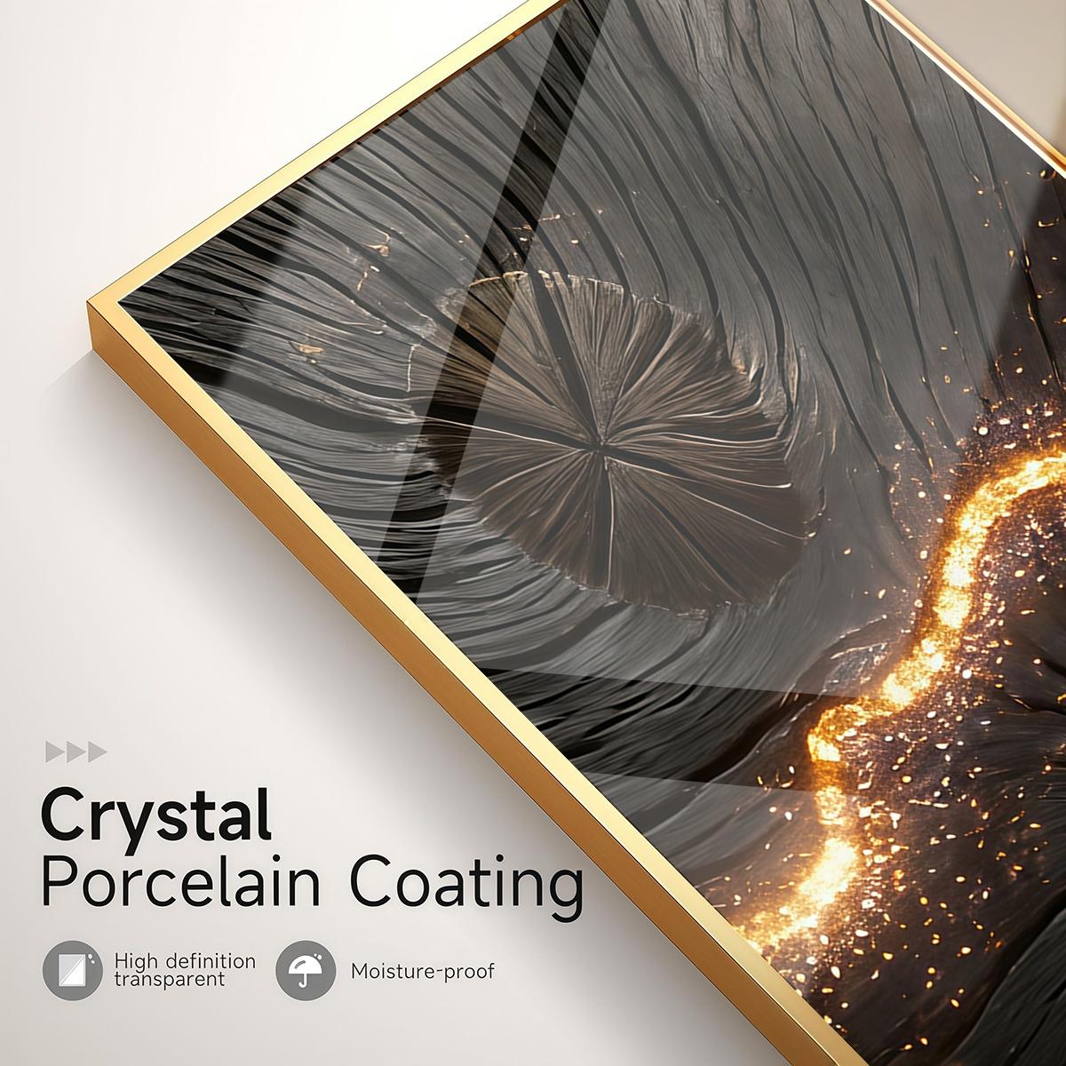 3 Counts Aluminum Alloy Framed Painting, Abstract Wood Texture And Golden Spark Art Pictures, Home Decoration For Living Room, Bedroom, Office, Restaurant, Hallway Wall Decor, Odorless Print Artwork, Luxury Perfect Gift For Friends And Family