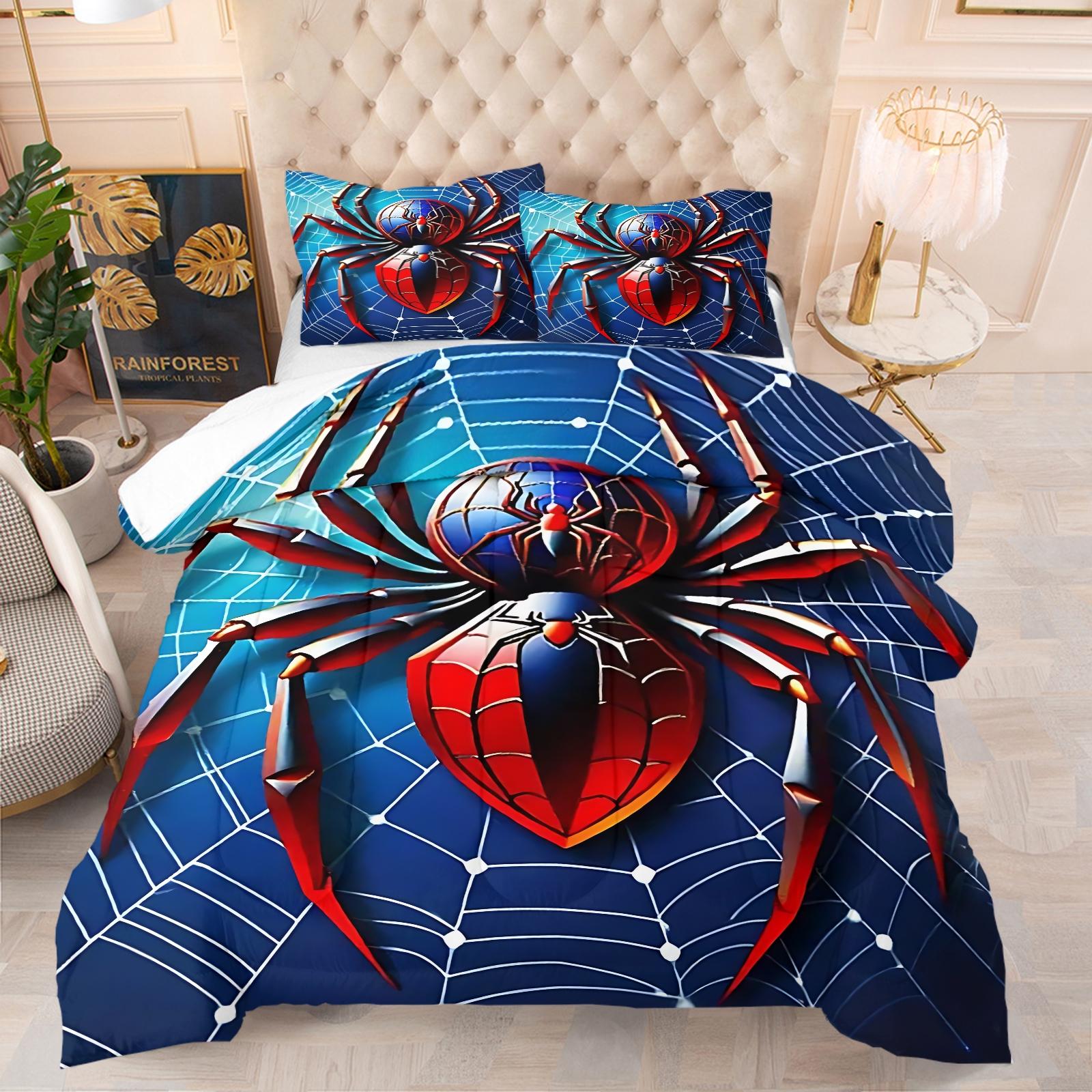 Spider-Man Patterned Bedding Set, Including 1 Duvet Cover And 1 Or 2 Pillowcases Without Pillow Inserts, Bedroom Decoration Gift