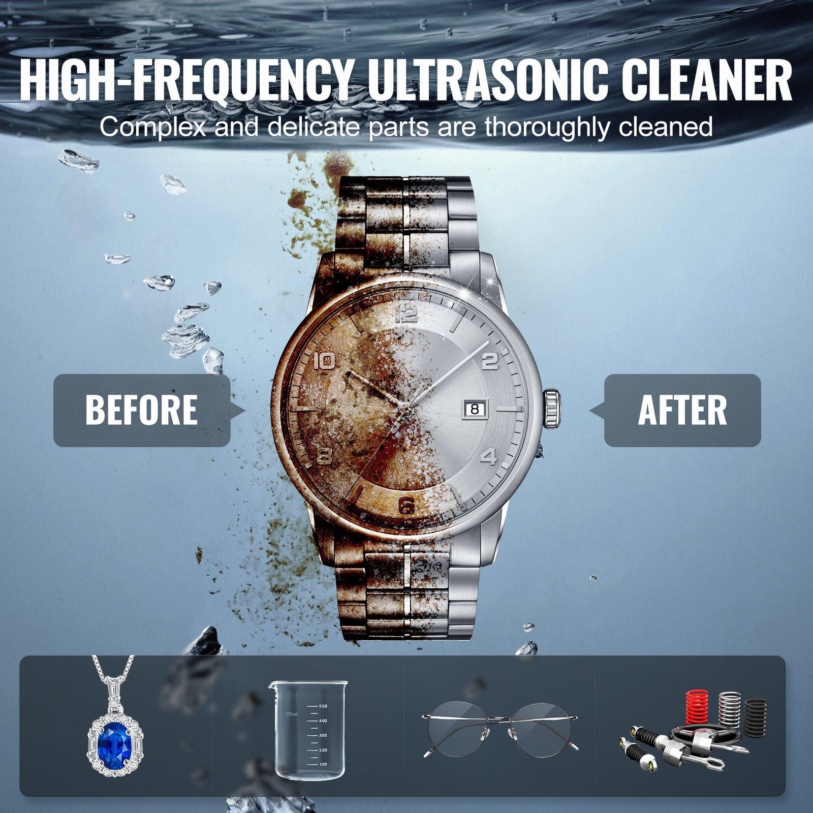 VEVOR 6L Ultrasonic Cleaner with Heater Timer Basket, Professional Digital Sonic Cavitation Machine, 180W Cleaning Machine for Watch Instruments, Glasses, Coin, Metal Parts, Tool