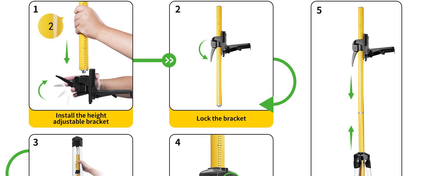13.8 Ft Telescoping Laser Level Pole with Tripod, Pole Stand for Level Tool, Multi-function Fine-tuning Bracket with 1/4” Thread & 5/8”Thread Adapter, Carry Bag Included 13.8 Ft Telescoping Laser Level Pole with Tripod, Pole Stand for Level Tool, Multi-function Fine-tuning Bracket with 1/4” Thread & 5/8”Thread Adapter, Carry Bag Included