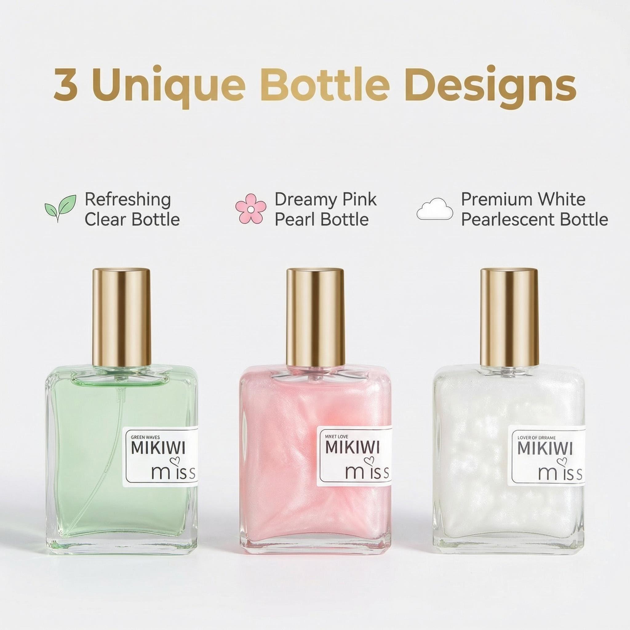 Mikiwi Unisex Perfume Set, Long-Lasting Fragrance Spray, 3 Scents Dream Lover/first Love/ Wave, Luxurious Floral Woody Gift Set