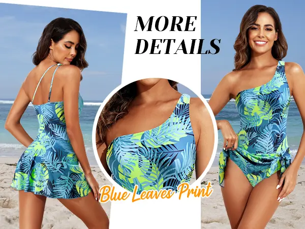Product Introduction of Tempt Me Women One Piece Swim Dress One Shoulder Swimsuit with Skirt Tummy Control Swimdress Swimming Bathing Suit 3