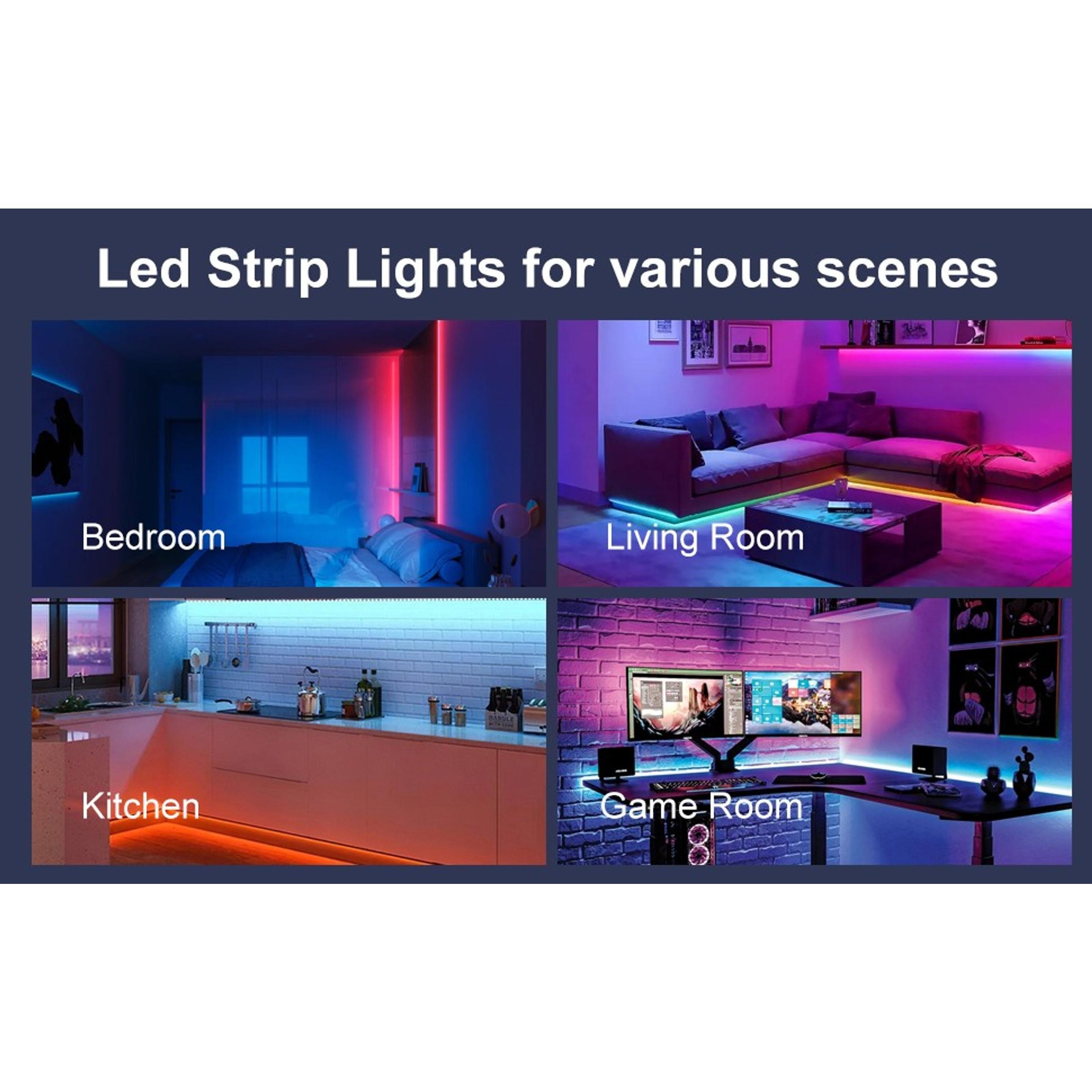 200FT LED Lights for Bedroom (2 Rolls of 100FT), Music Sync Smart LED Strip Lights, Bluetooth App Control, RGB Color Changing, Ultra LongGift