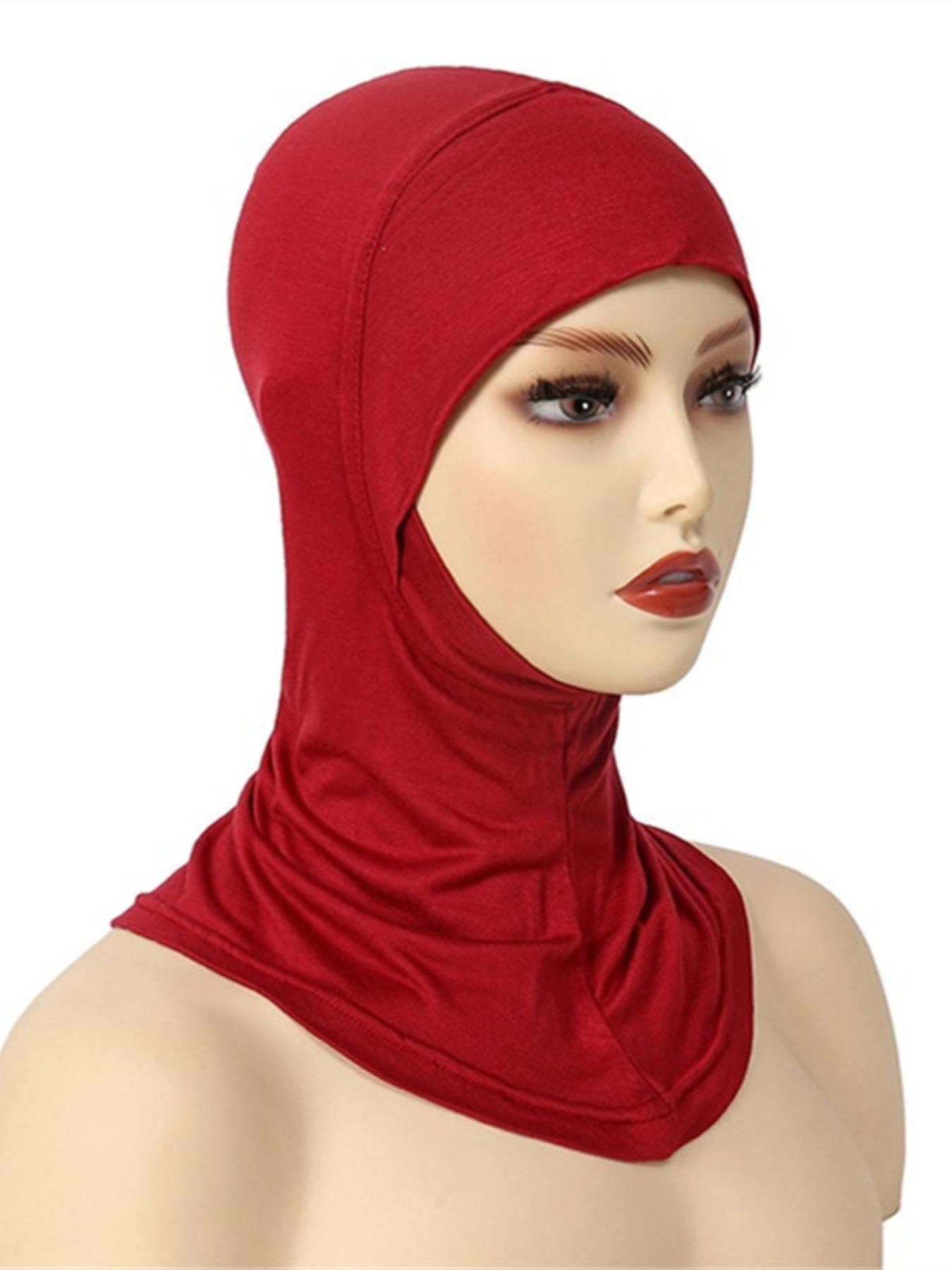 1pc Women's Inner Cap Underscarf Hijab Cap Turban Hat, Fashionable Solid Color Chin Elastic Head Cap & Neck Scarf for Comfort