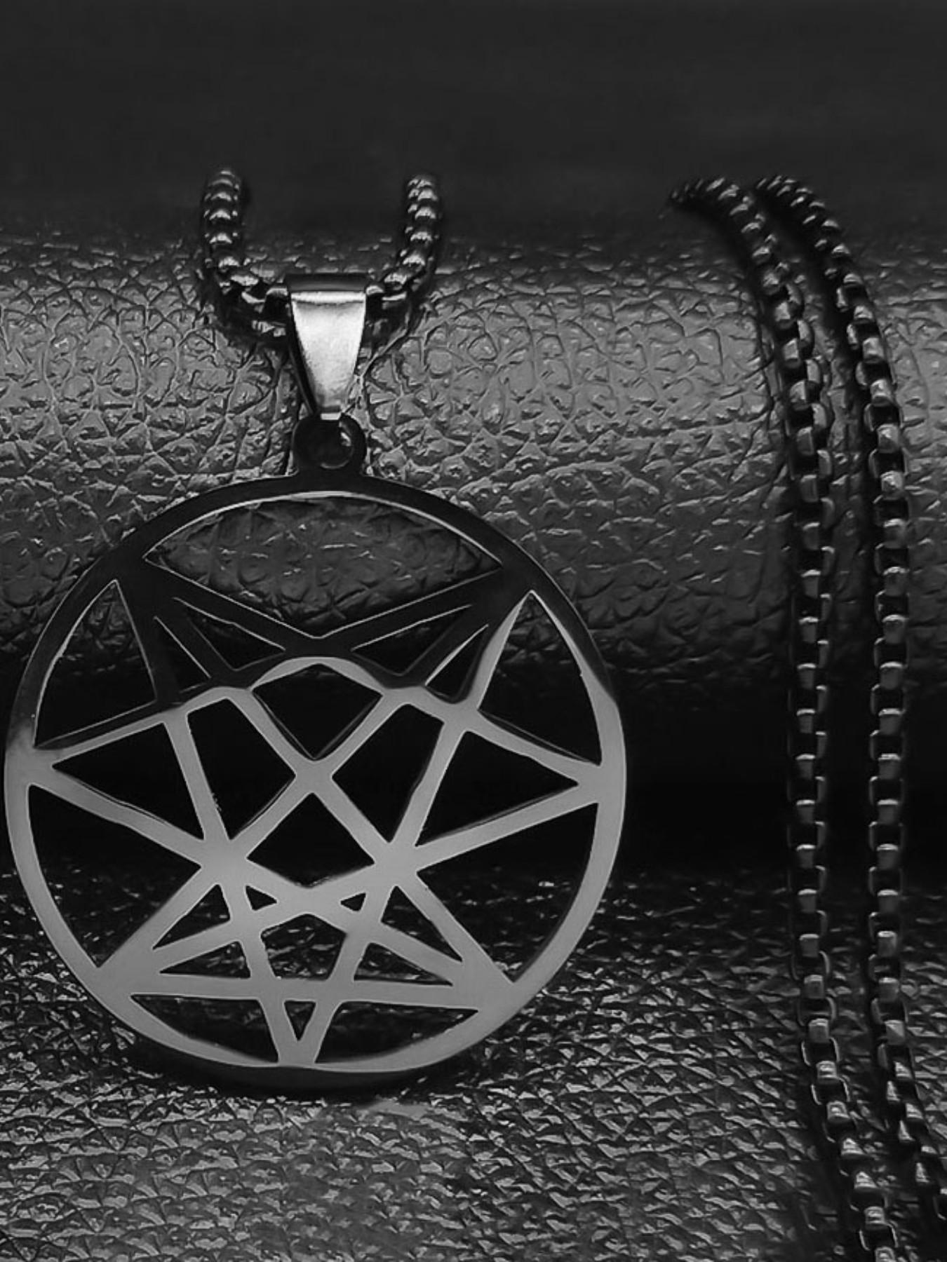 Nine Angles Satan Hidden Black Stainless Steel Pendant Necklace Nine Angles Satan Hidden Black Stainless Steel Pendant Necklace