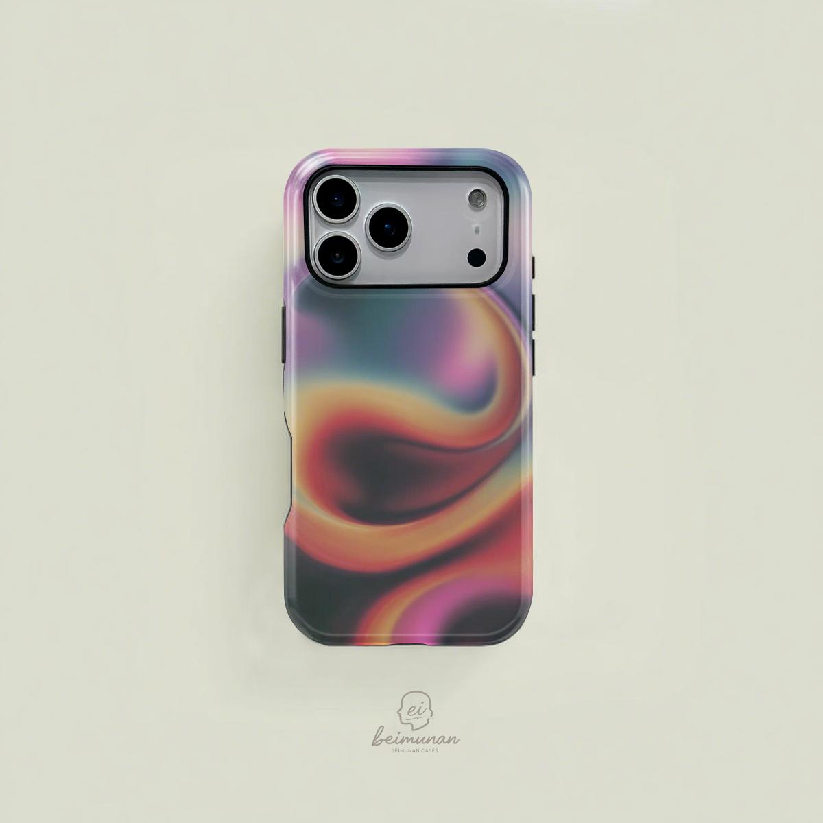 Gradient Fluid Pattern Phone Case, Durable Shockproof Fashion Cover for iPhone 11-17 Pro Max, Samsung Galaxy S25-S23 Ultra