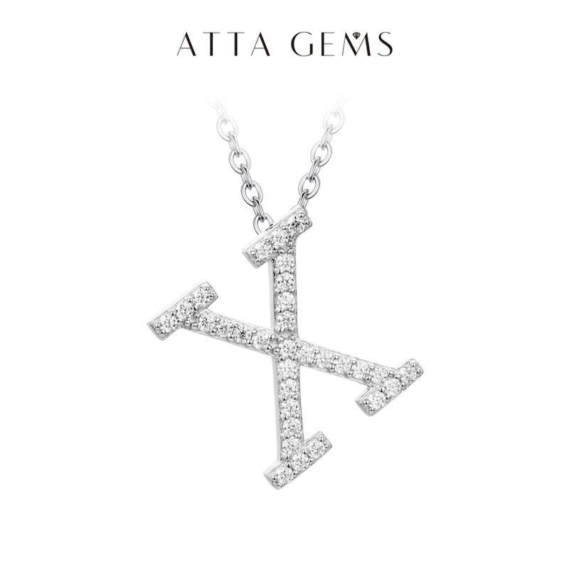 A~Z 26 Letters Necklace Synthetic Moissanite Pendant DIY Design Have Pendant and Chain Free N010