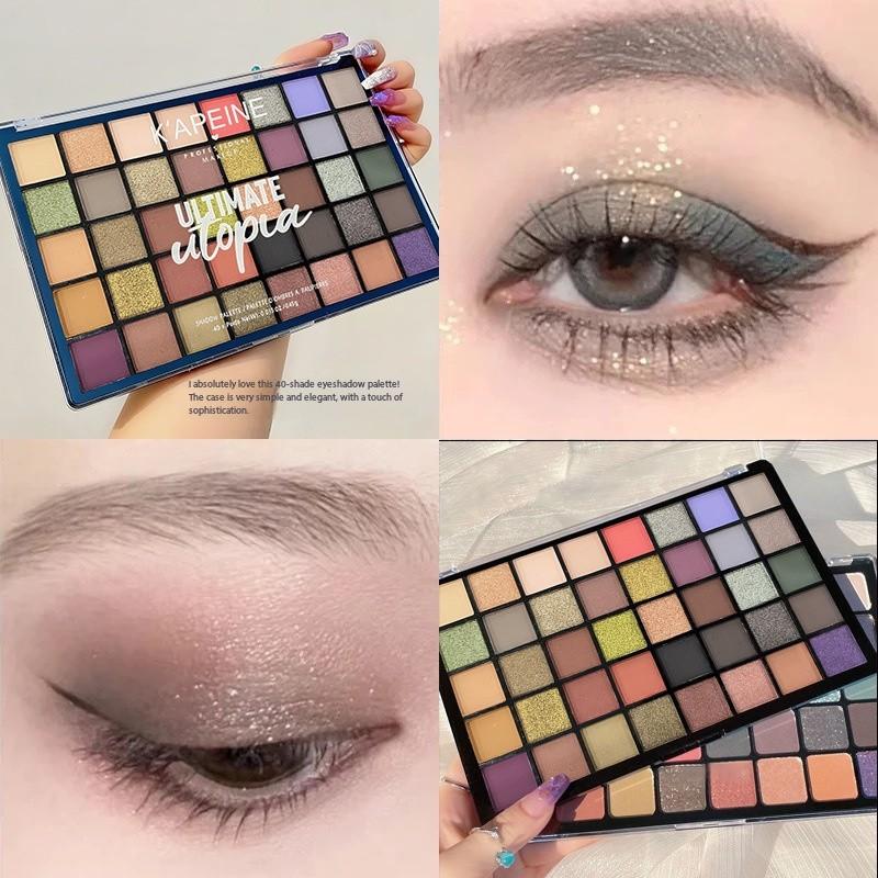 K'apeine 40 Color Eyeshadow Palette, Matte Shimmer Glitter All-In-One, Earthy Smoky Eye Makeup, Beginner-Friendly, Fine Powder, No Flyaway