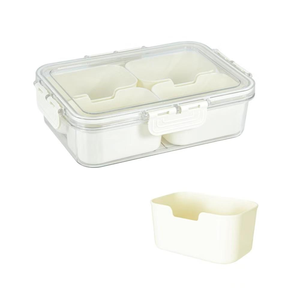 Four-Compartment Covered Snack Box, Food Storage Container, Ideal for Parties, Guests, Kitchen Use, Fruit Vegetable Snack Organizer