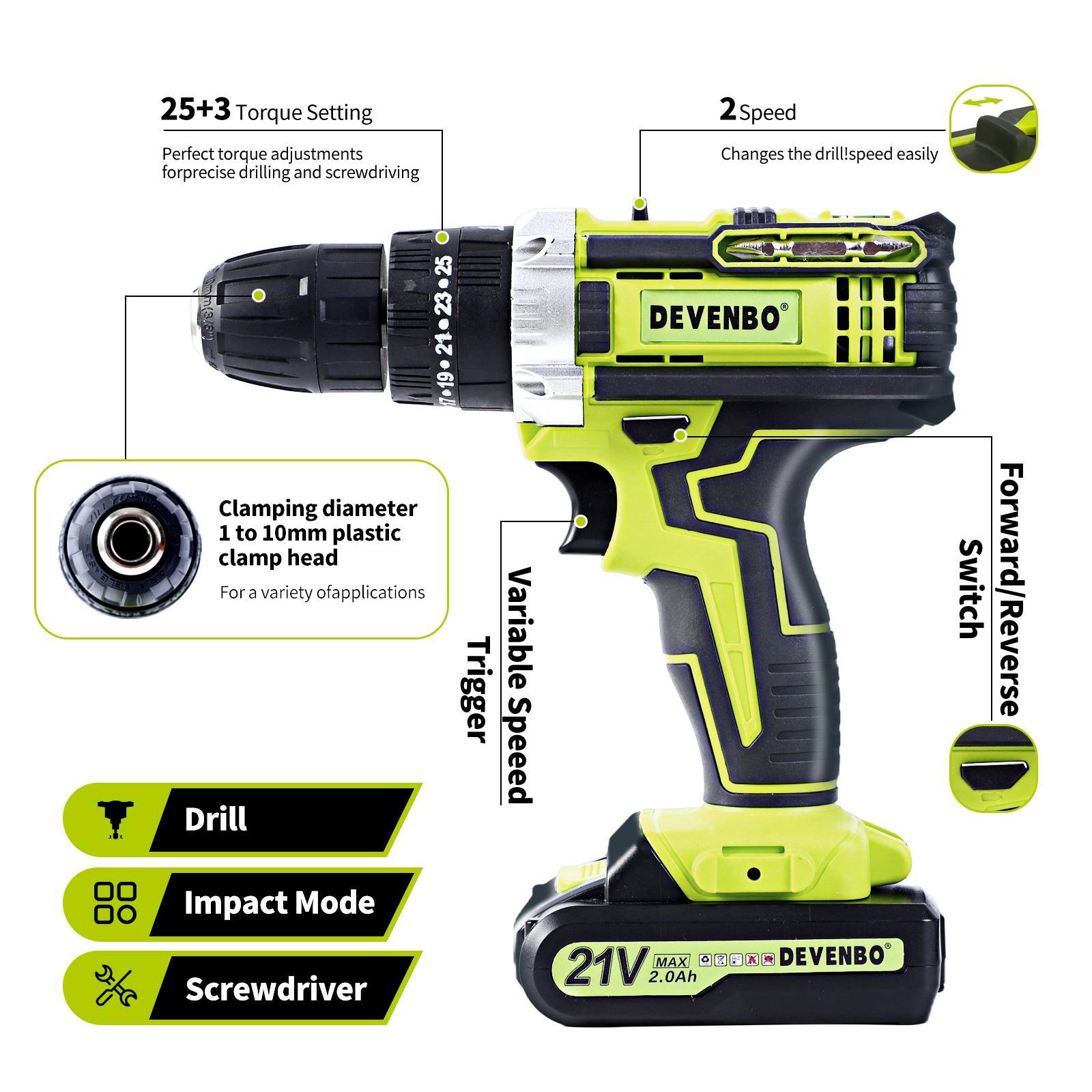 D-CLAW & NatureBoys 2点セット Devenbo Tool kit (95pieces) With 12v Cordless Power Drill Two