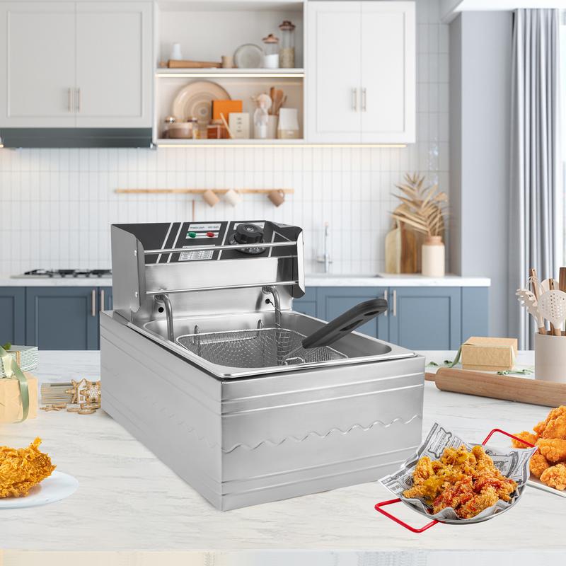 Kerilyn 22.8/6.5 QT Deep Fryer with 2 Baskets & Lids, Commercial Deep Fryer with Temperature Control, Stainless Steel Fryer, Countertop Fryers for Home Kitchen and Restaurant, 5000W Kerilyn 22.8/6.5 QT Deep Fryer with 2 Baskets & Lids, Commercial Deep Fryer with Temperature Control, Stainless Steel Fryer, Countertop Fryers for Home Kitchen and Restaurant, 5000W