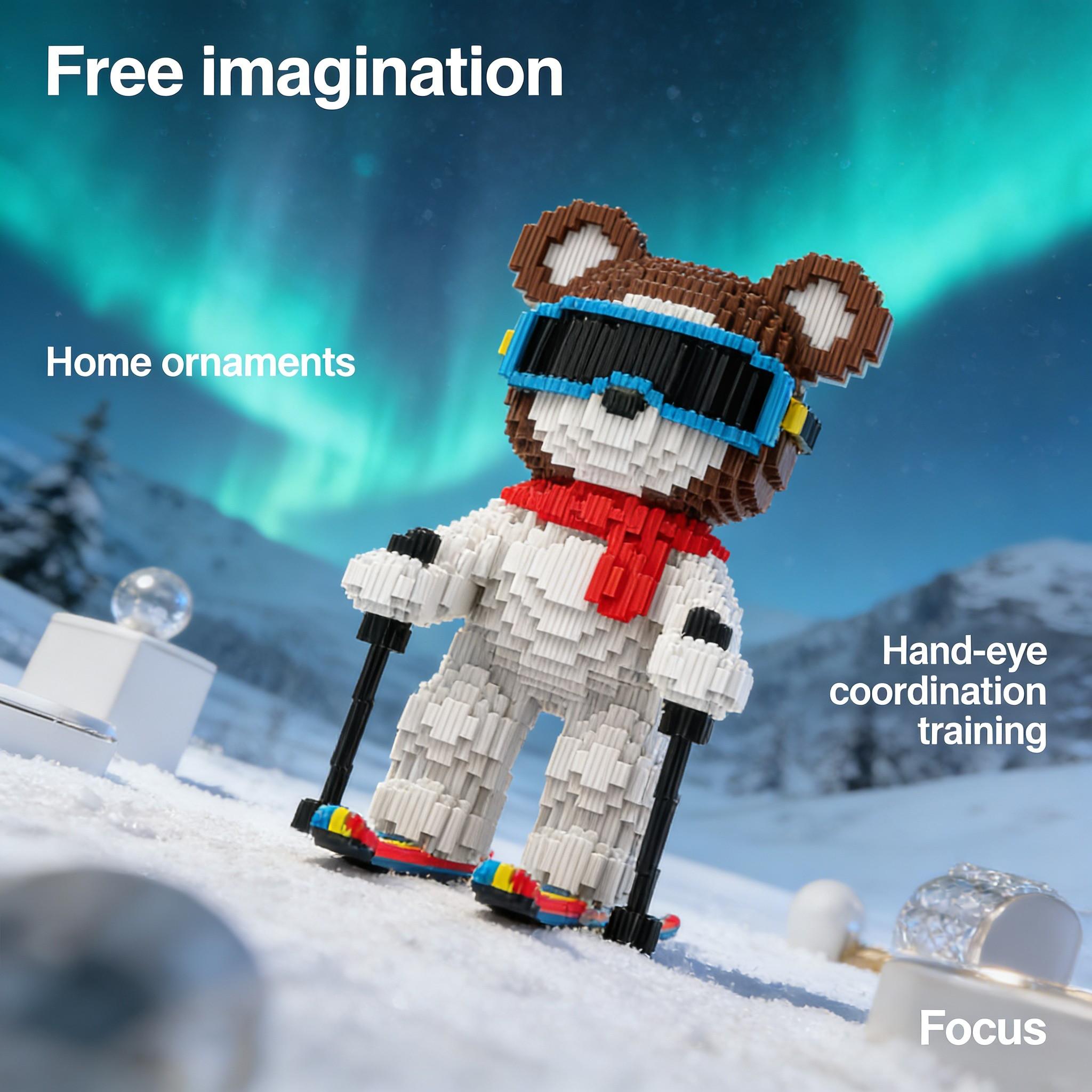 Snowboarding Bear Series Creative Building Blocks Model, 1451pcs, Original Authentic, New 2026 Size, Gift Idea, DIY Craft Decor