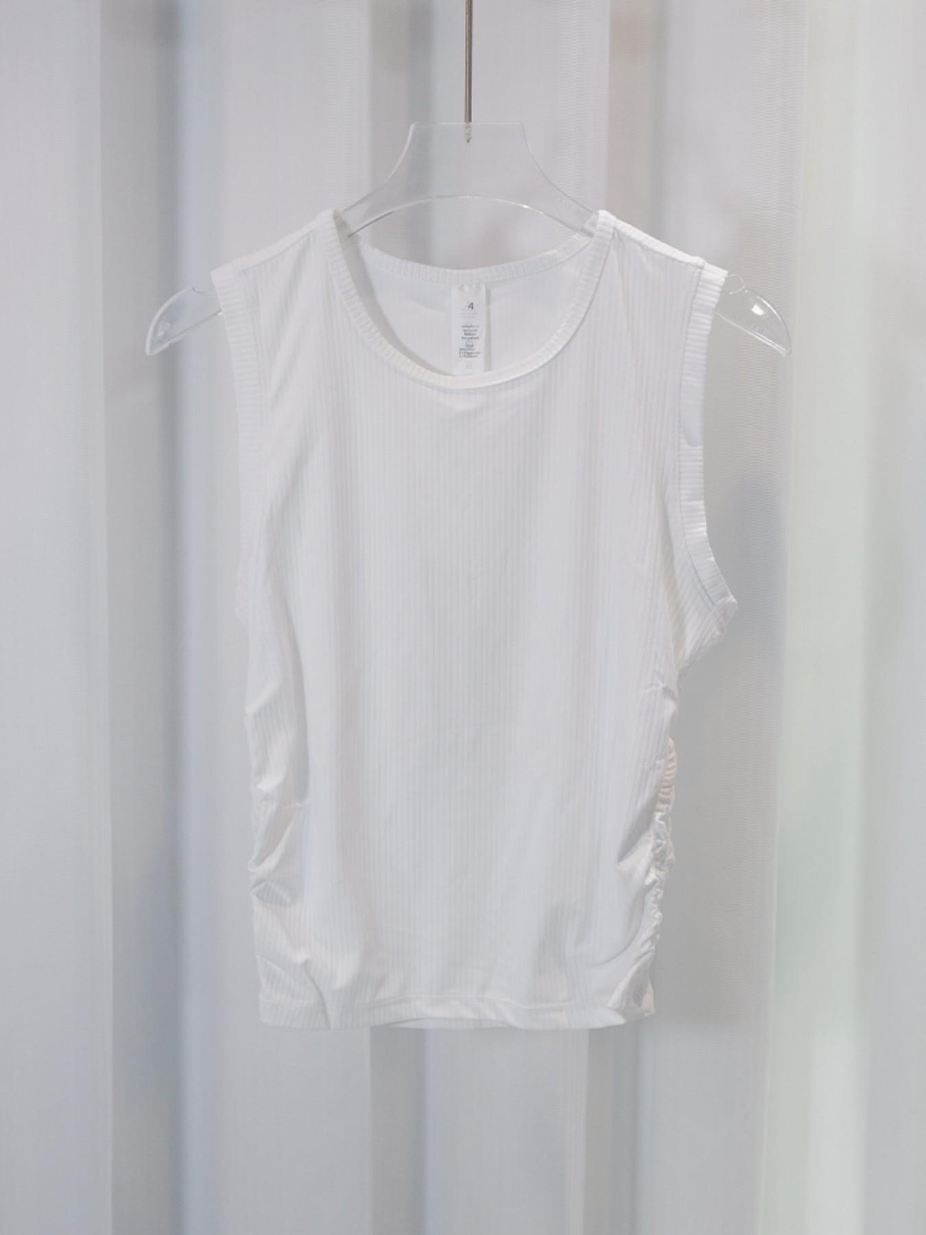 Nyxalulu Summer Yoga Top, Ribbed Sleeveless Tank, High Waist Slim Fit, Quick-Dry Sportswear, Casual Workout Tee, Pilates Apparel