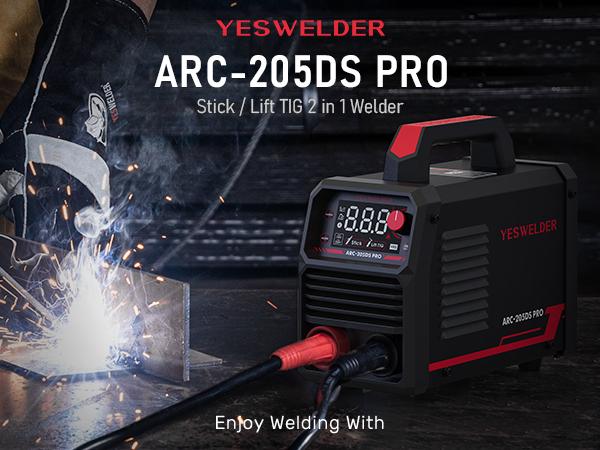 YESWELDER ARC-205DS-PRO 205Amp Stick Welder | 110/220V Dual Volts MMA Welding Machine | Hot Start, Arc Force, Anti-Stick & VRD