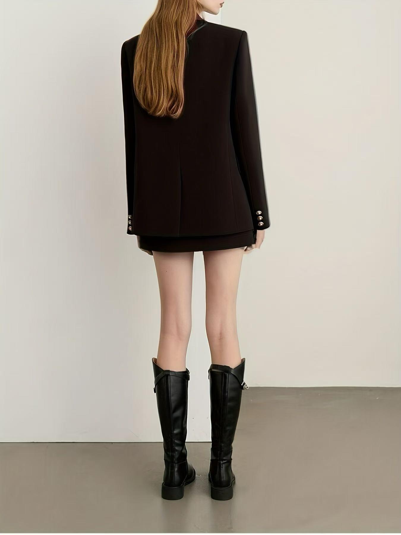 Fashion Commuter Series, Fall Winter New Gun Lapel Suit Jacket for Women, Casual Slim-Fitting Outerwear, All Seasons