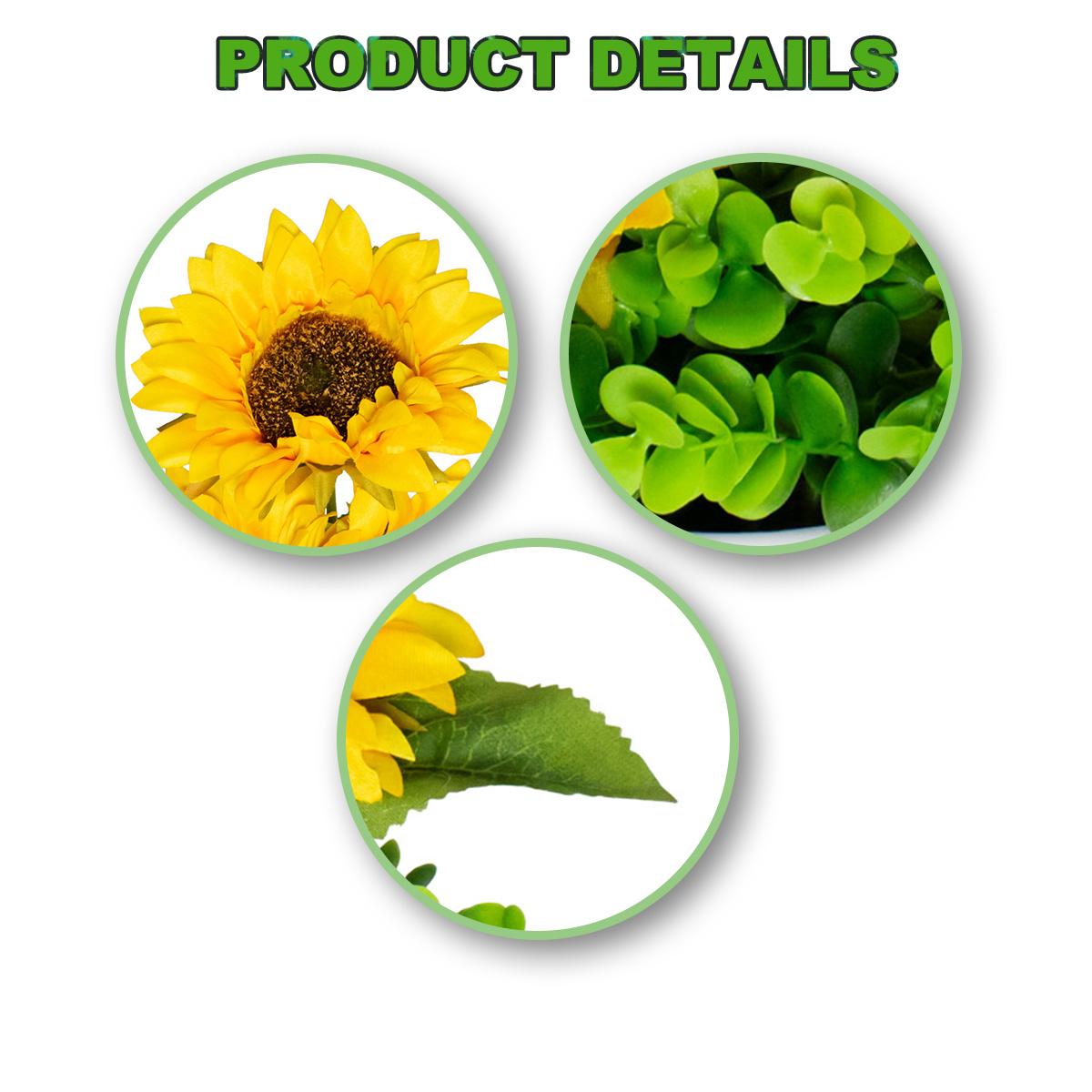 1pc Artificial Sunflower Arrangement in White Pot - Fake Yellow Sunflowers with Eucalyptus Greenery - No Maintenance Tabletop Decor for Home Office - Bright Floral Centerpiece, Housewarming Gift