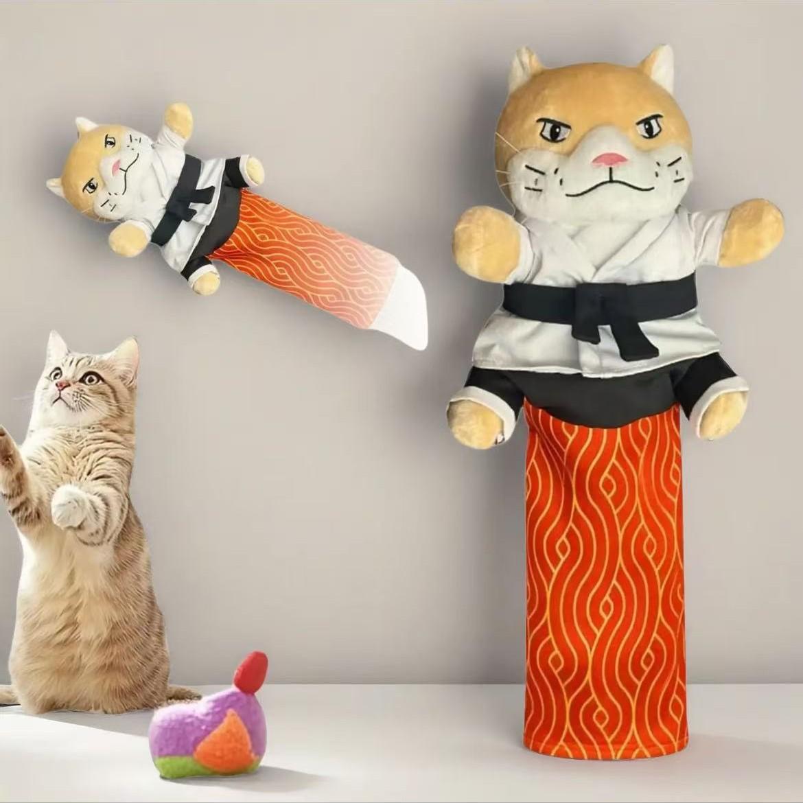 Cute Practical Cat Karate Kitty Puppet, Interactive Boxing Wrist Wrestling Toy, Fun Pet Plaything, Ideal Gift for Cats