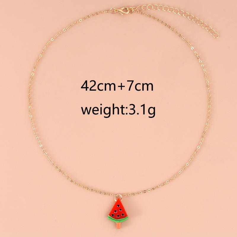 Summer Style Watermelon Pendant Necklace - Fashionably Simple, Versatile and Cute Necklace