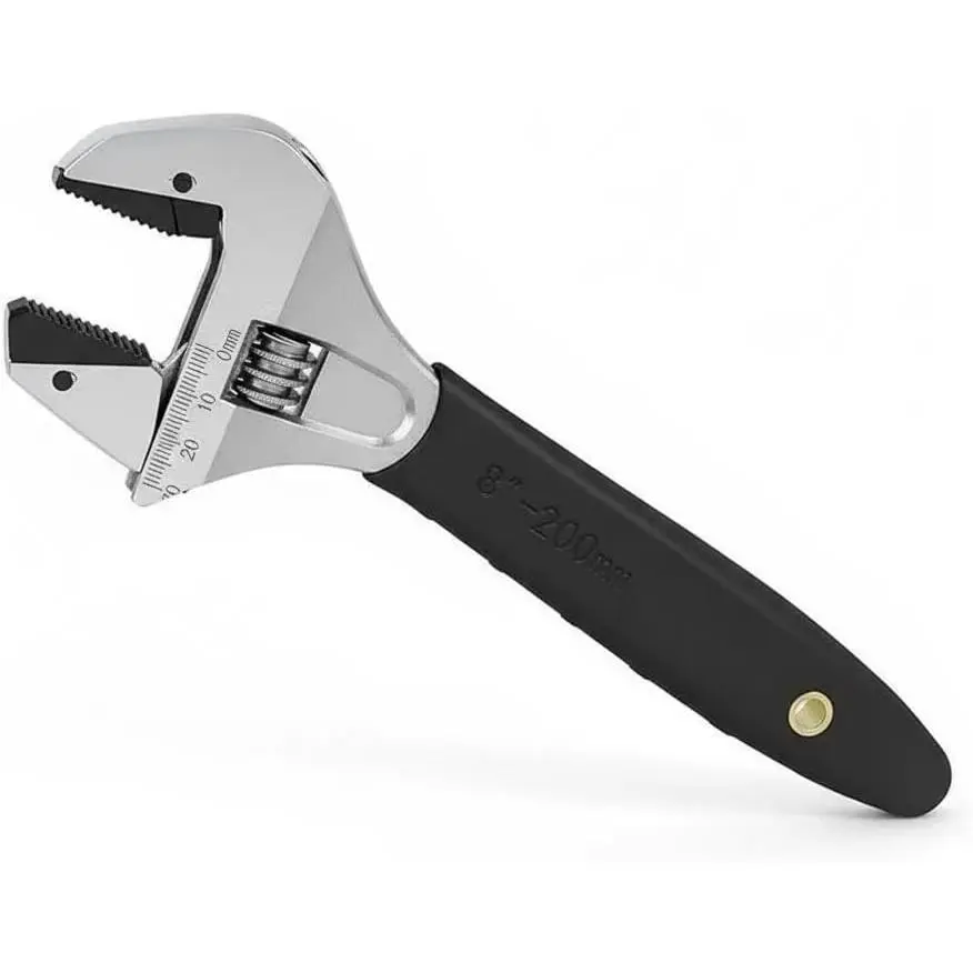 Auto-Lock Self-Tightening Wrench – 8" High Carbon Steel Ratchet Adjustable Wrench, Non-Slip 2-in-1 Tool for Multi-Size  & Pipes, Ideal for Mechanics, Electricians, and Household Use