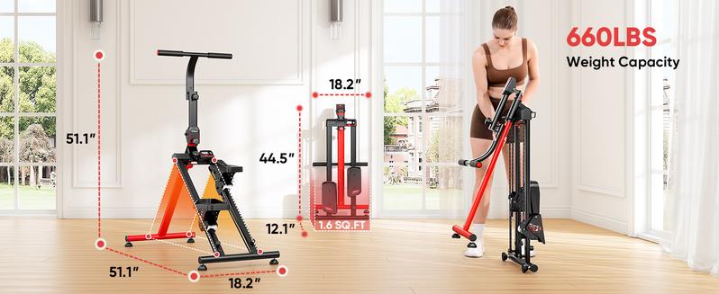 YOLEO Steppers for Exercise at Home, Adjustable Stair Stepper with 3 Workout Modes,Folding Cardio Stair Master with Ski Simulation Mode & Oversized Pedal,90% Pre-Assembled Stair Climber with Handlebar