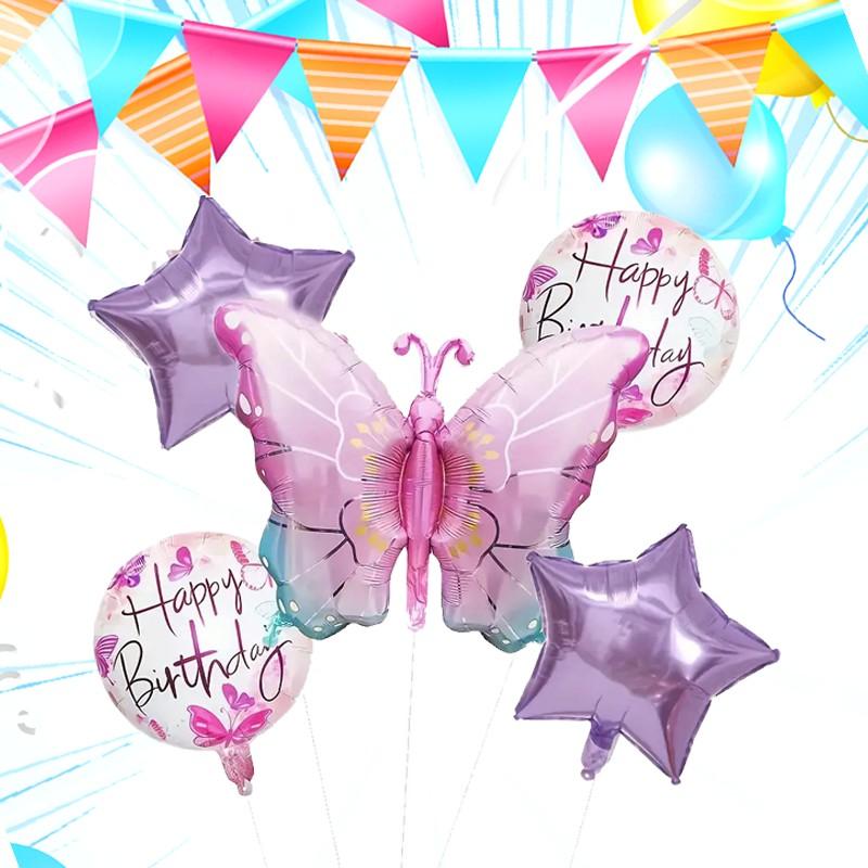 Dreamy Butterfly Star Foil Balloons, Assorted Styles Kit for Wedding, Birthday, Holiday Events, Backdrop Decor