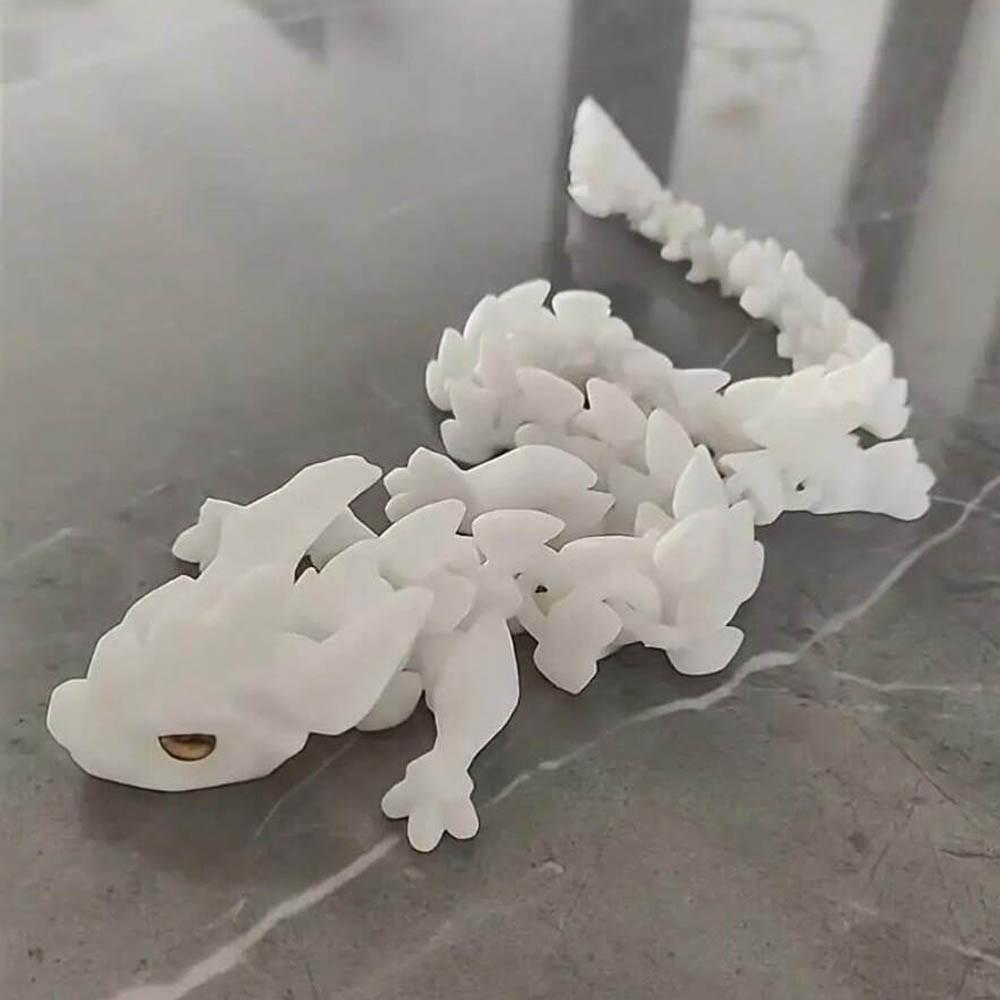 3D Printed Crystal Dragon Statue with Night Glow Rainbow Light and Fluorescent Scales, Multi-Jointed Moving Body, Durable Plastic Figurine