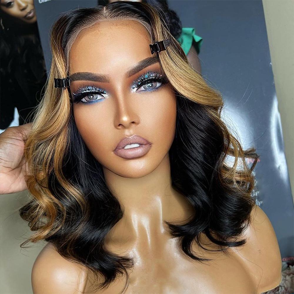 Blonde Highlight Body Wave Lace Front Wigs Human Hair Pre Plucked with Baby Hair 1B/30 Body Wave Bob Wig Human Hair 13x4 Short Body Wave Bob Wigs For Women SpringStatements