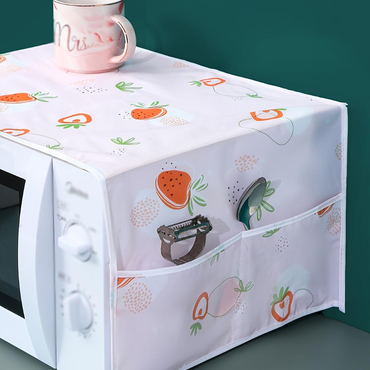 Strawberry  Pattern Microwave Dust Cover,  1 Count Waterproof & Oil-proof Microwave Oven Cover with Pocket, Home Appliance Protector for Kitchen
