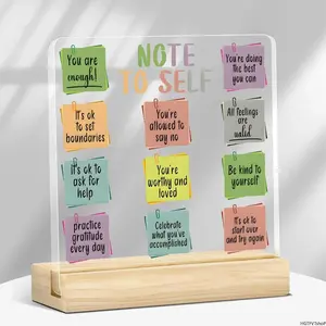 2026 New Self Care Acrylic Plaque with Wood Base, Inspirational Daily Affirmation Desk Sign, Motivational Home Decor Gift for Women Teens Friends, Ideal Birthday & Christmas Present