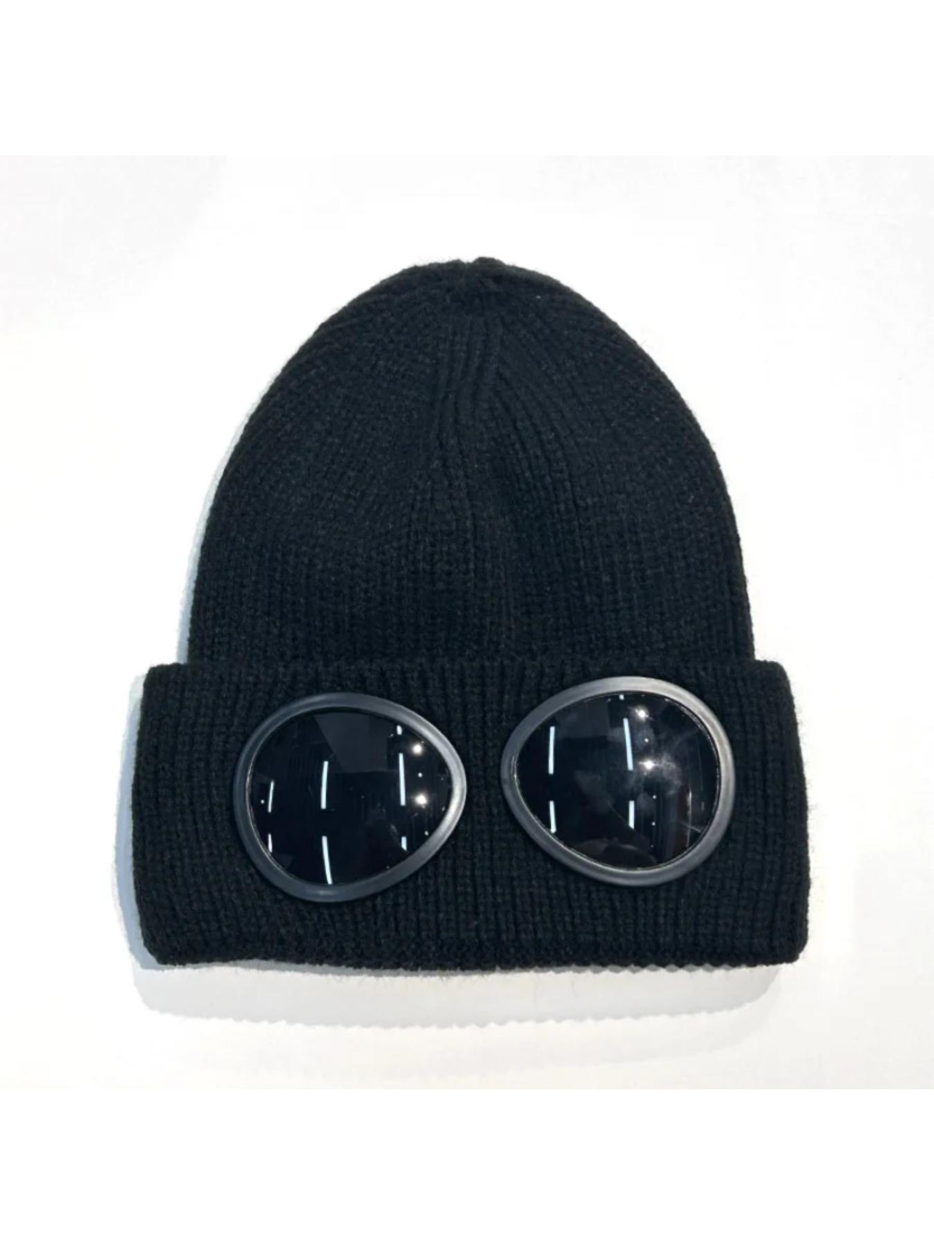 New Unisex Men Women Knitted Hat with Goggles Windproof Winter Warmer Ski Beanies Soft Warm Anti-slip Ear