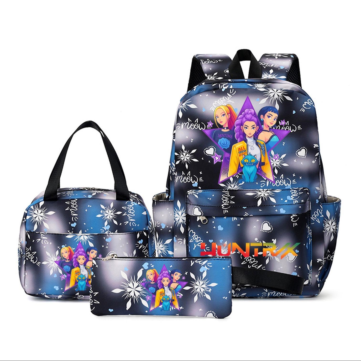 3pc Snowflake Backpack Set, Christmas Theme, High-Definition Print, Unisex Casual Bag, Multiple Scenarios, Durable & Stylish Design, School Backpacks