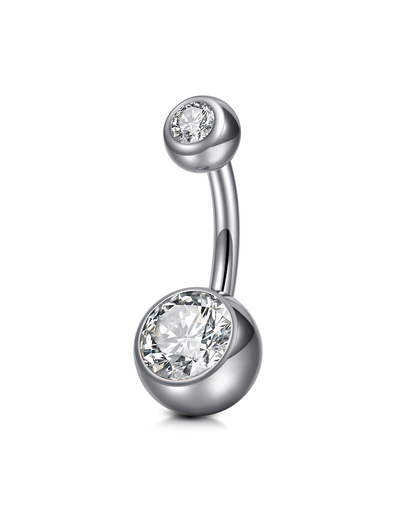 14Gauge Belly Button Rings, G23 Titanium Alloy Cubic Zirconia Navel Barbell Rings Body Piercing Jewelry 6/8/10/12/14/16mm