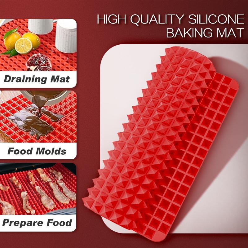 2 Pieces Silicone Baking Mat Red Pyramid Non Stick Bacon Microwave Tray Pastry Mat Red Barbecue Mat Baking Supplies Oven Liner - 40.64 x 27.94 cm Kitchen Counter Silicone Mat