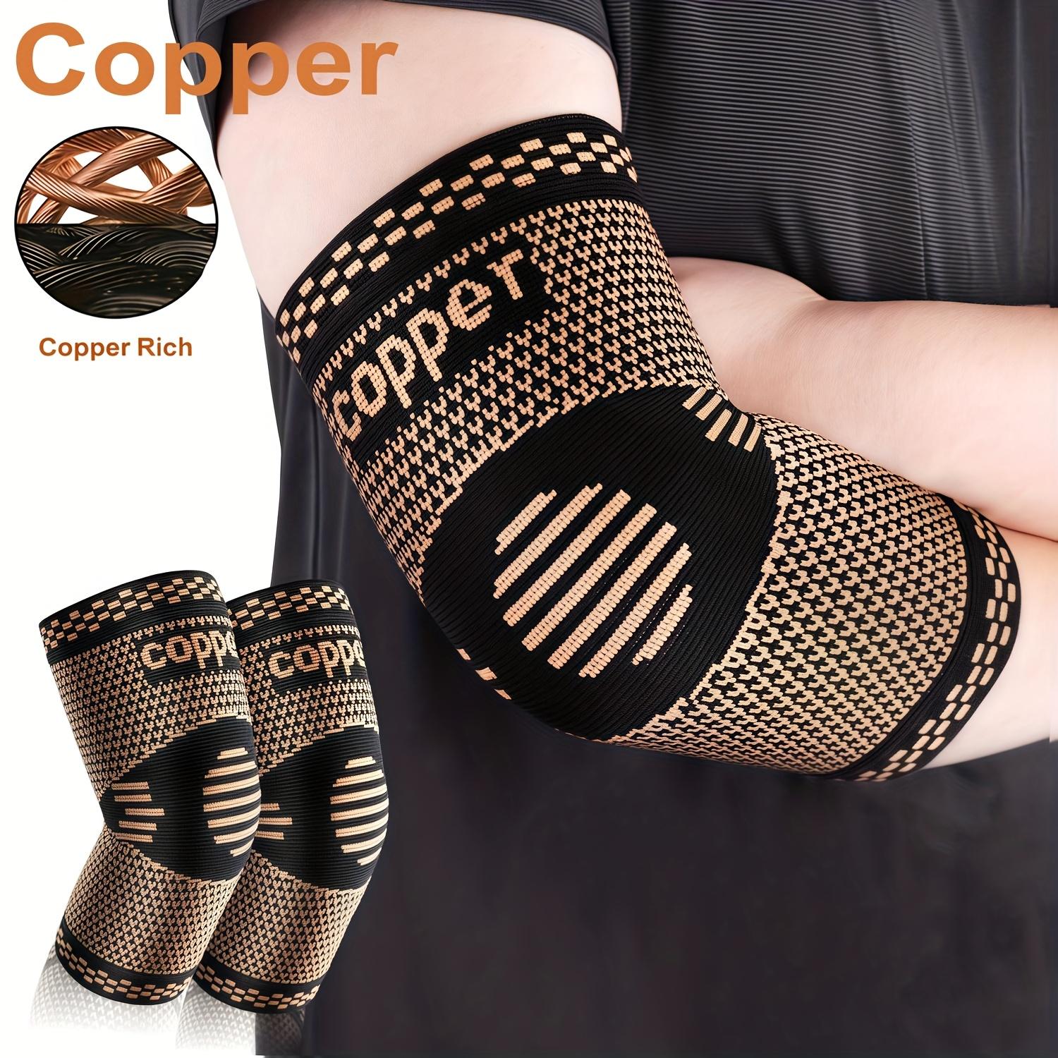 2pcs Copper Fiber Elbow Brace for Men & Women, Arm Elbow Support Compression Sleeves for Tennis, Golfer, Warmth, Weightlifting, Fitness, Workout