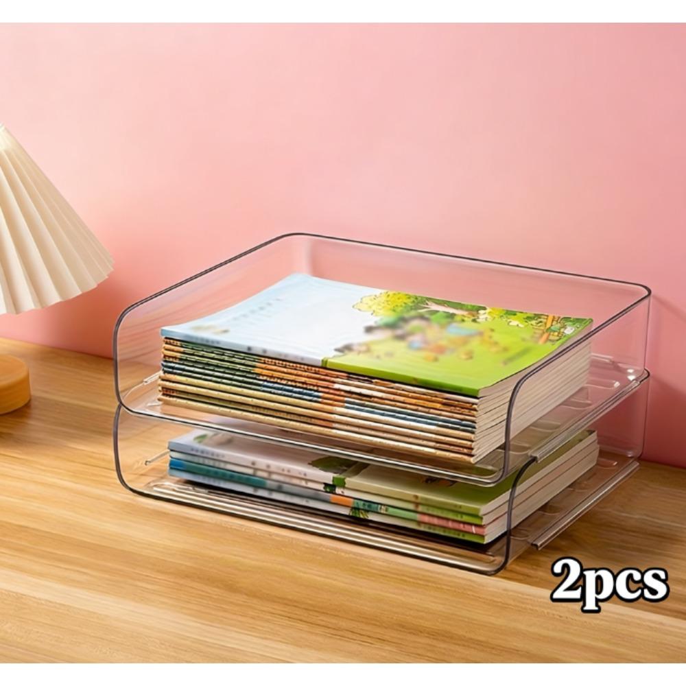 Transparent stackable file organizer - folder desktop organizer, essential for multi-scene file organization in offices and homes