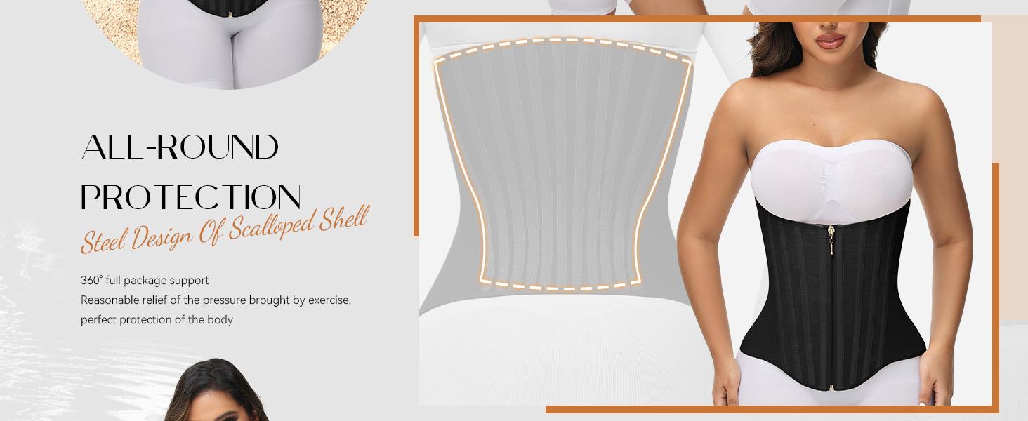 SHAPESHE Waistband for Women 2-Layer Waist Shapewear Corset Sport Workout Band