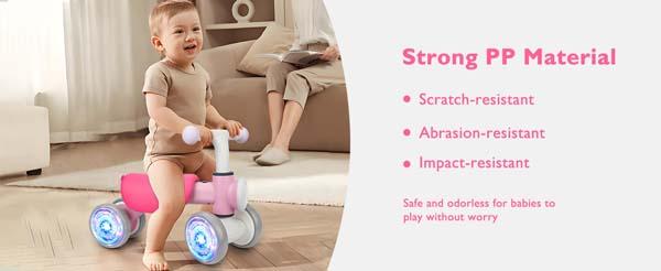 【Singing Bike】Colorful Lighting Baby Balance Bike for 1 Year Old Girls, Toddler Toys for 1 Year Old Girls Gifts, First Bike with Music and Soft Seat, 12-24 Month Toddler Balance Bike, First Birthday Gifts
