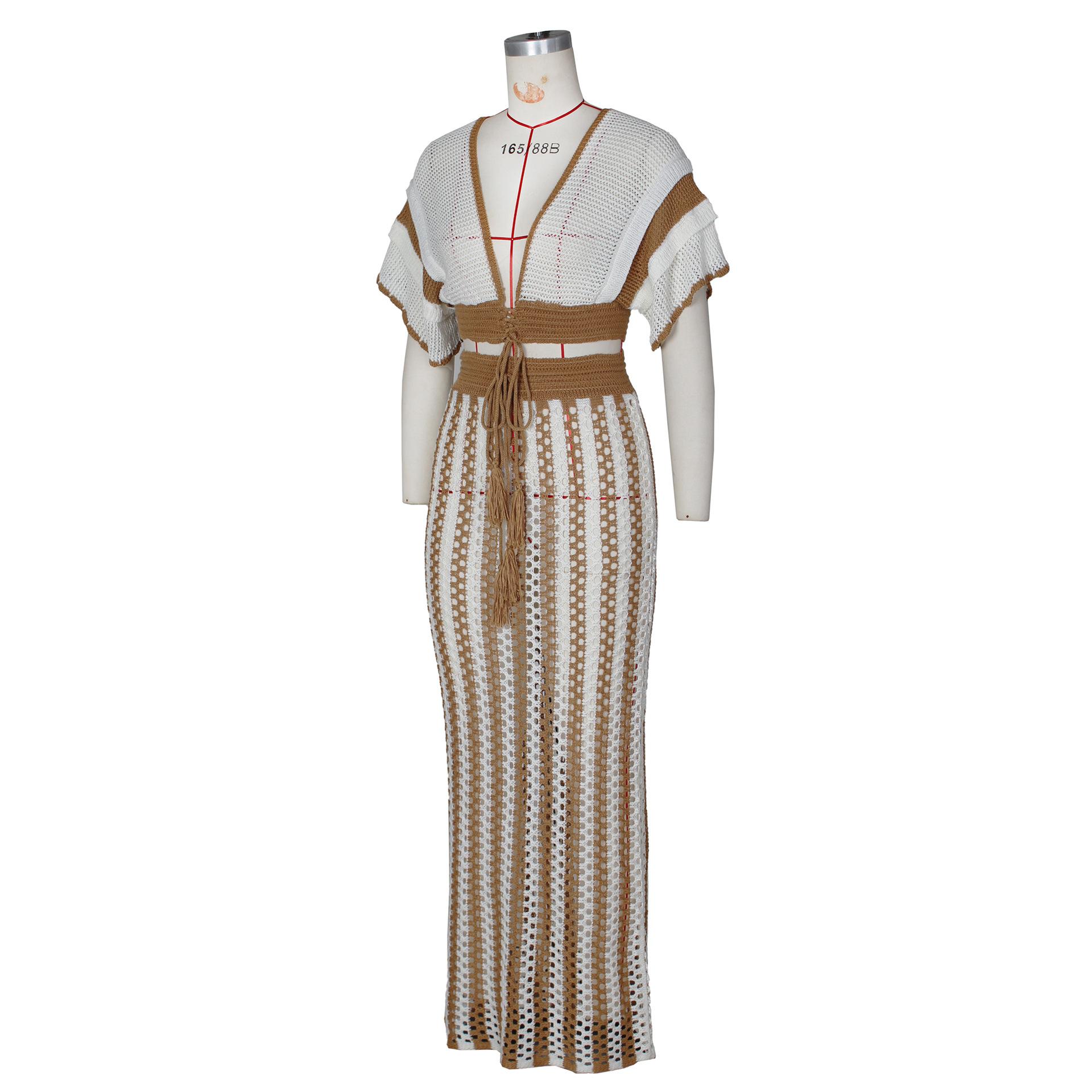 Skirt Sets Women 2 Piece Outfits Crochet Crop Tops and Striped Maxi Skirt Vacation Outfit Hawaiian outfit Featuring an openwork knit texture design Suitable for vacations, beaches, and cruises Valentine's Day Skirt Sets Women 2 Piece Outfits Crochet Crop Tops and Striped Maxi Skirt Vacation Outfit Hawaiian outfit Featuring an openwork knit texture design Suitable for vacations, beaches, and cruises Valentine's Day