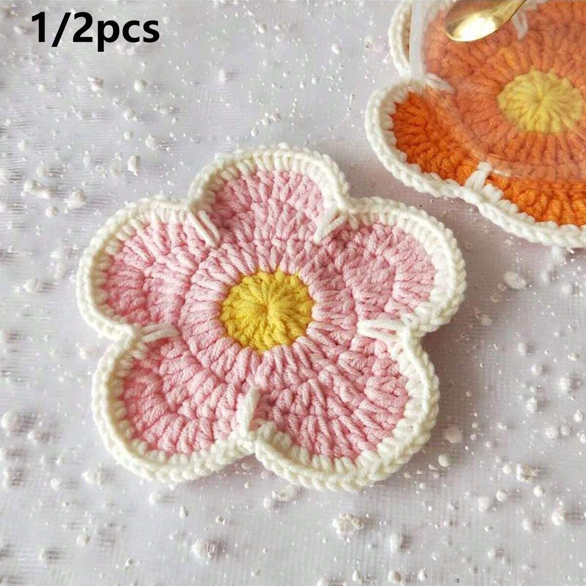Vintage Floral Crochet Coasters, Heat Resistant Table Mats, Round Place Mats, Home Decor for Kitchen, Coffee Table, Restaurant, Bar