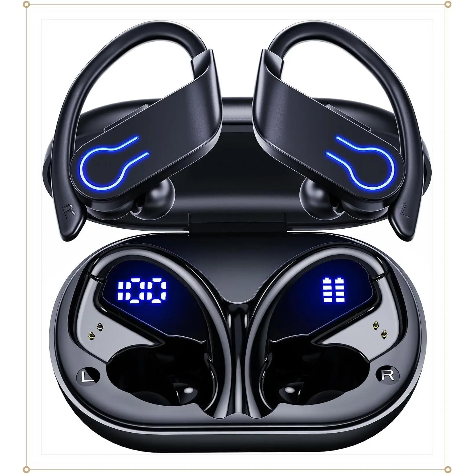 Wireless Bluetooth Earbuds 120H Playtime Bluetooth 5.3 Ear Buds for Sports, Hi-fi Stereo Earphones with LED Display Charging Case, Headphones for Running/Workout Audifonos inalambricosGift