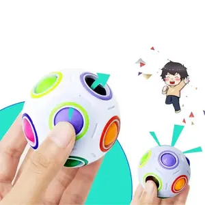 Rainbow Puzzle Ball Magic Speed Cube Ball Fun Stress Reliever Magic Ball Sensory Toys Puzzle Fidget Ball for Kids Autism Adults