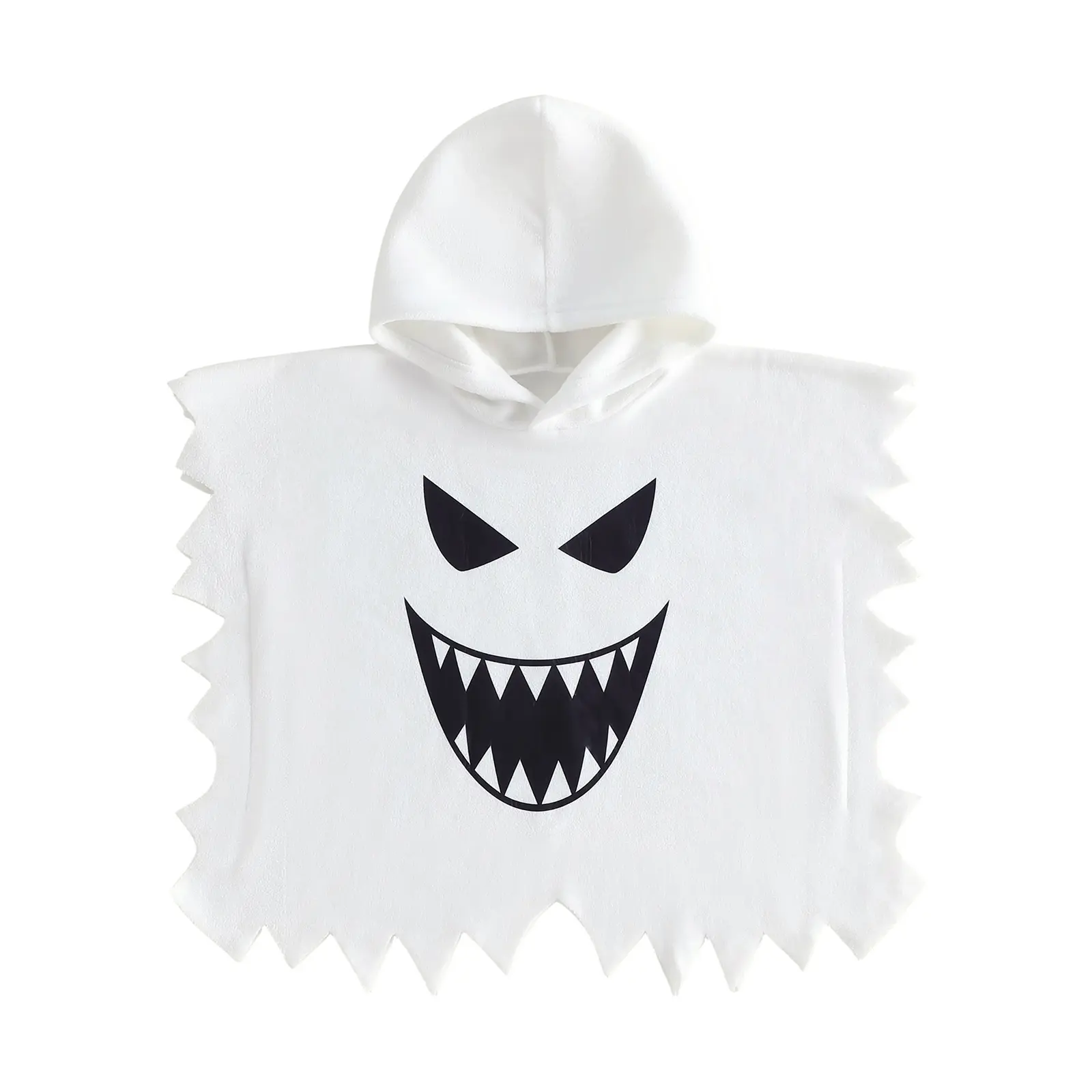 Meihuida Toddler Baby Little Boy Girl Ghost Hooded Cape Poncho Halloween Jagged Hem Ghost Cosplay Costume Cloak