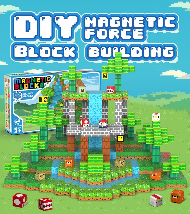 EFFUN 64/120Pcs Magnetic Blocks - Montessori Learning with More Blocks for Bigger Creations Magnetic Building, Perfect Gift for Kids Ages 3+