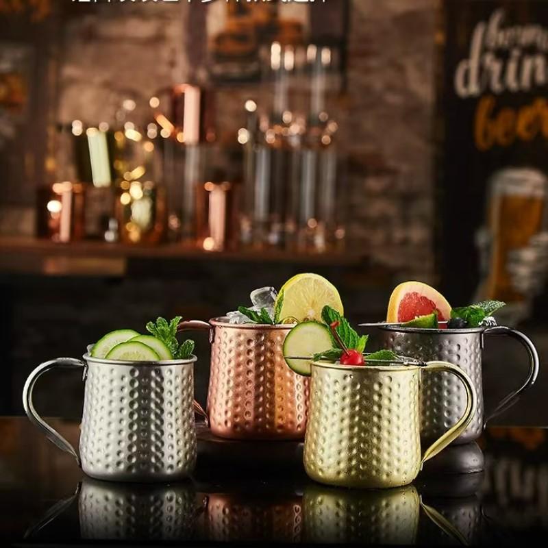 17oz 2026 New Model 304 Stainless Steel Moscow Mule Cup, Hammered Pattern, Large-Belly Cocktail Glass, Cafe/bar Fashion Wine Glass